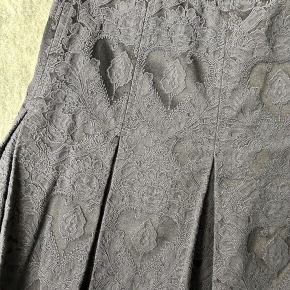 Rebecca Taylor Black Pleated Mini Skirt 8 Damask Tennis Goth Preppy Texture - Picture 3 of 9